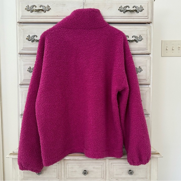 Loft Magenta Sherpa Teddy Pullover Sweater - Picture 2 of 4